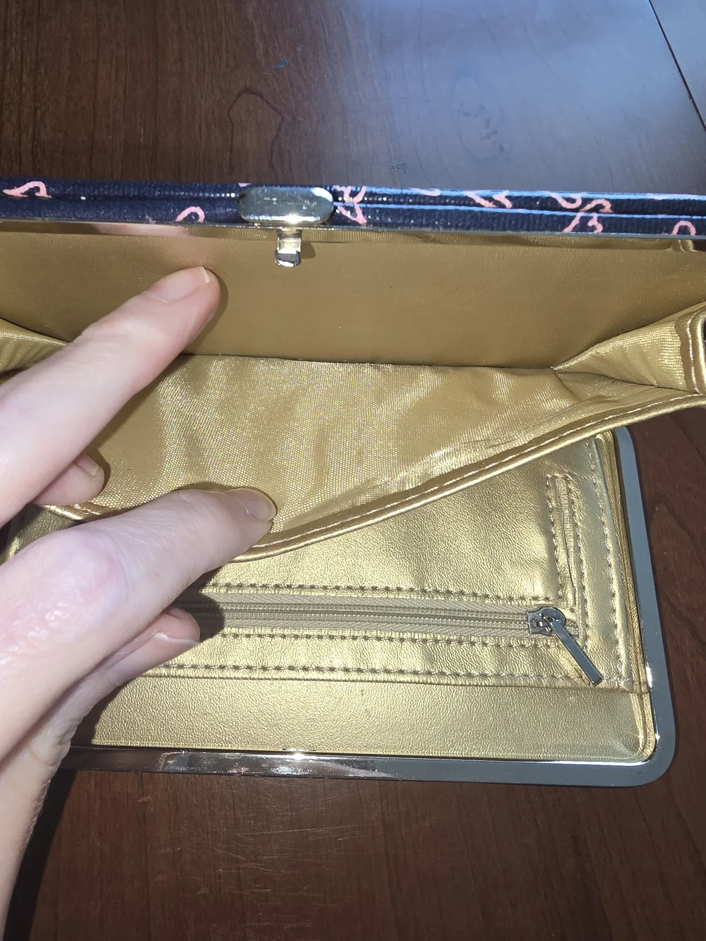 Target Navy and Pink Heart 💖 Snap Wallet with Gold Interior, Like New Condition